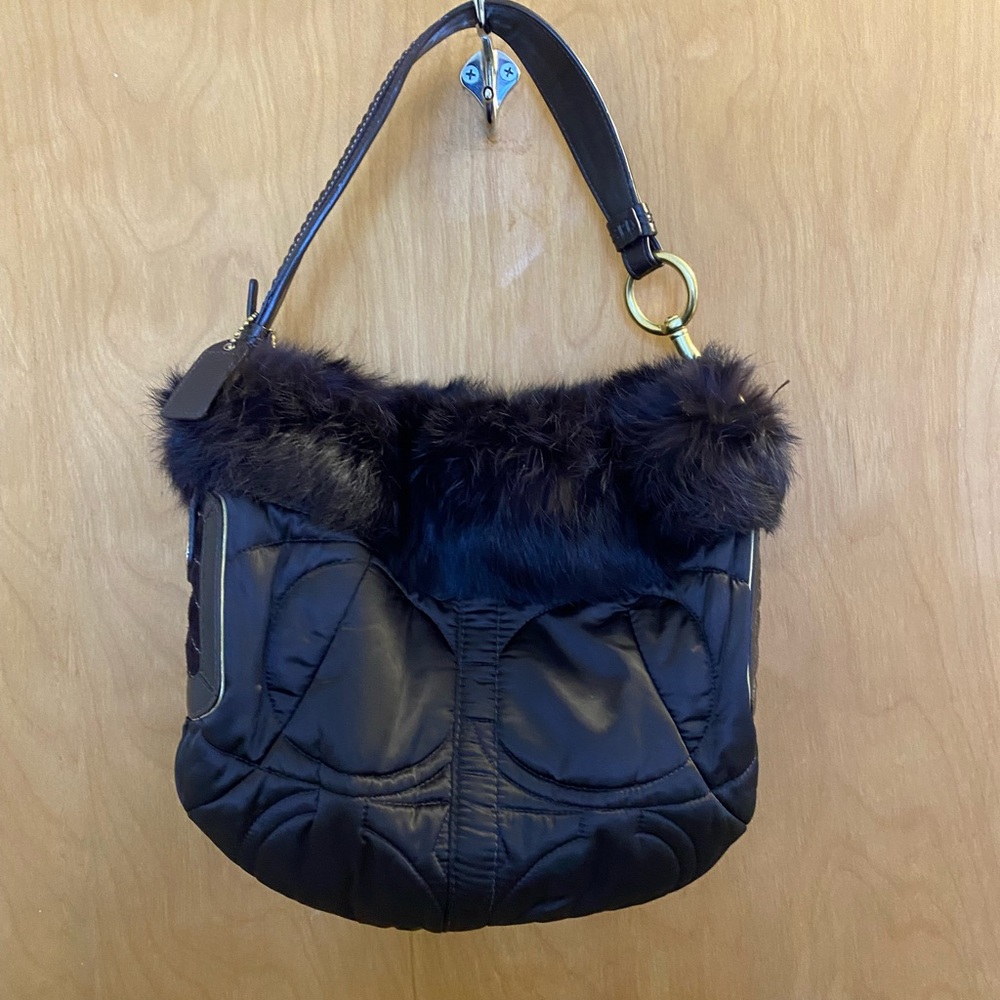 Authentic Coach Rabbit Fur Shoulder Bag